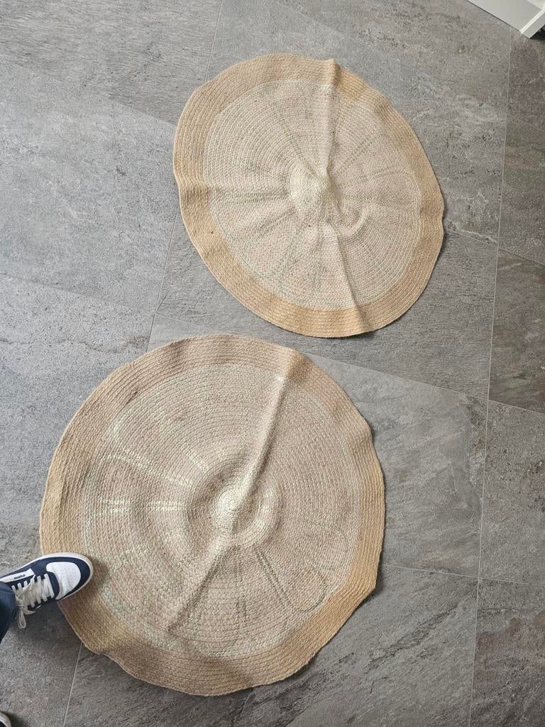 Set van 2 ronde jute vloerkleden, Ophalen, Gebruikt, 50 tot 100 cm, Rond