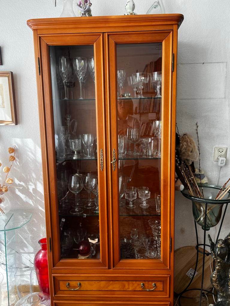 Glazen vitrinekast met verlichting, 172x74x34 cm, Ophalen, Gebruikt, 50 tot 100 cm, 150 tot 200 cm