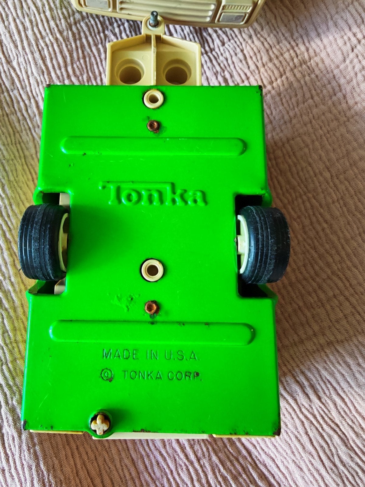 Vintage Tonka Camper Van met Caravan - Groen/Beige, Ophalen of Verzenden, Gebruikt