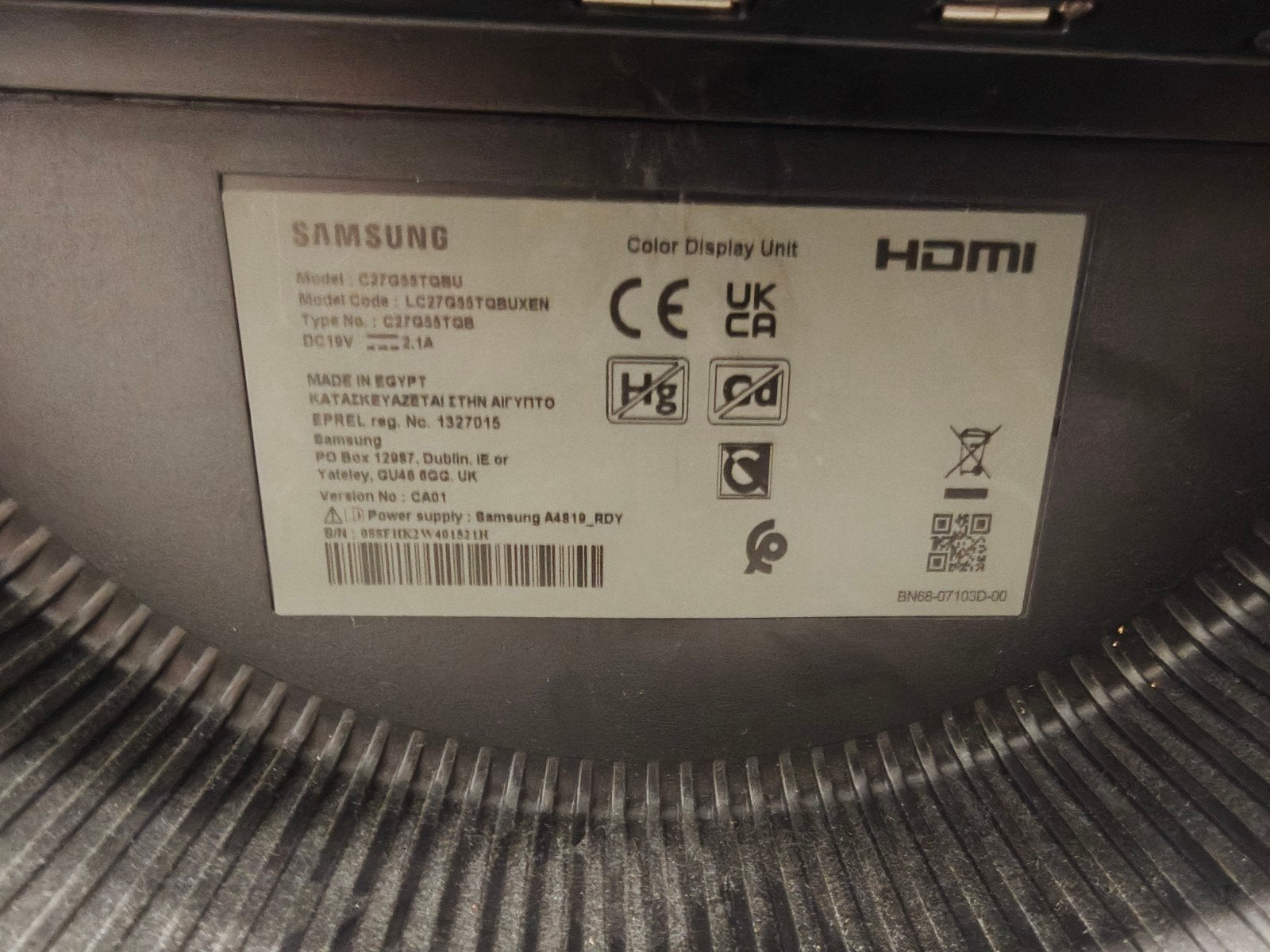 Samsung C27G55T 27 inch Curved Gaming Monitor, Gaming, Gebruikt, 101 t/m 150 Hz, VA