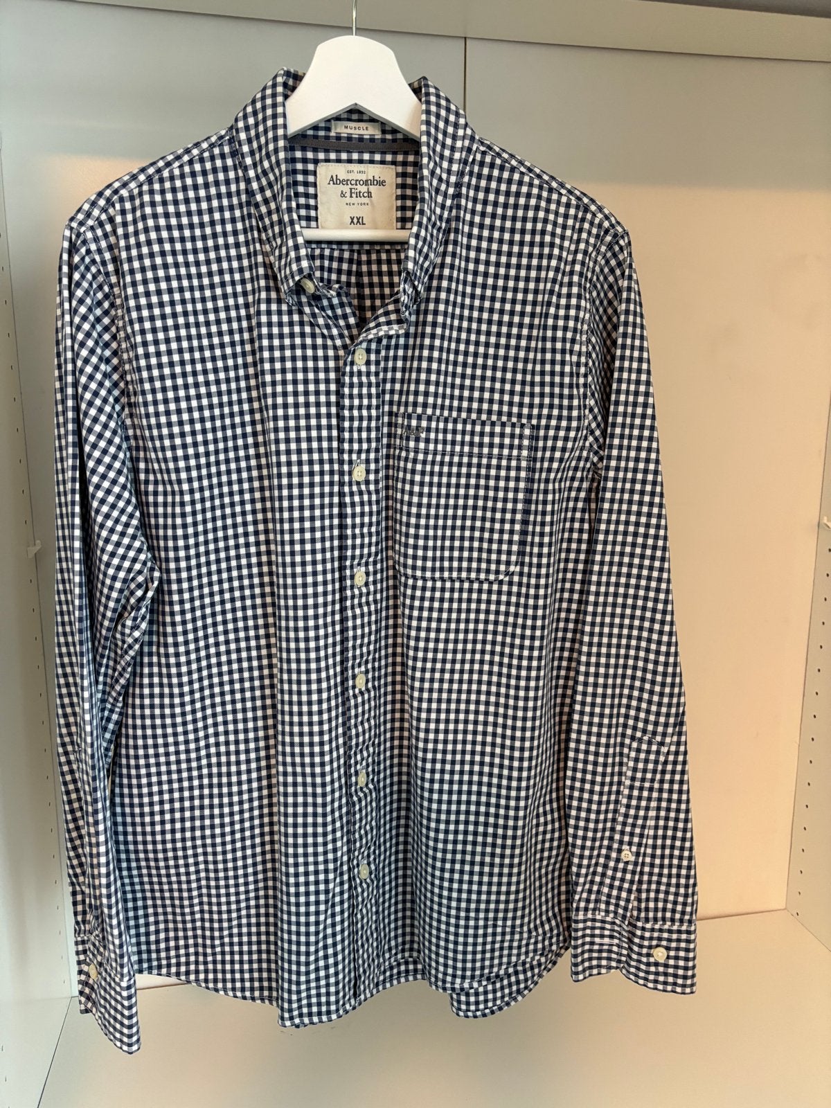 Abercrombie & Fitch geruit overhemd XXL, Ophalen of Verzenden, Zo goed als nieuw, Blauw, Overige halswijdtes
