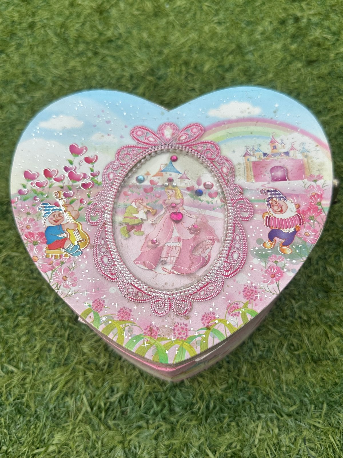 roze, hartvormige muzikale sieradendoos prinsessenmotief, Ophalen, Zo goed als nieuw, Roze, Meisje