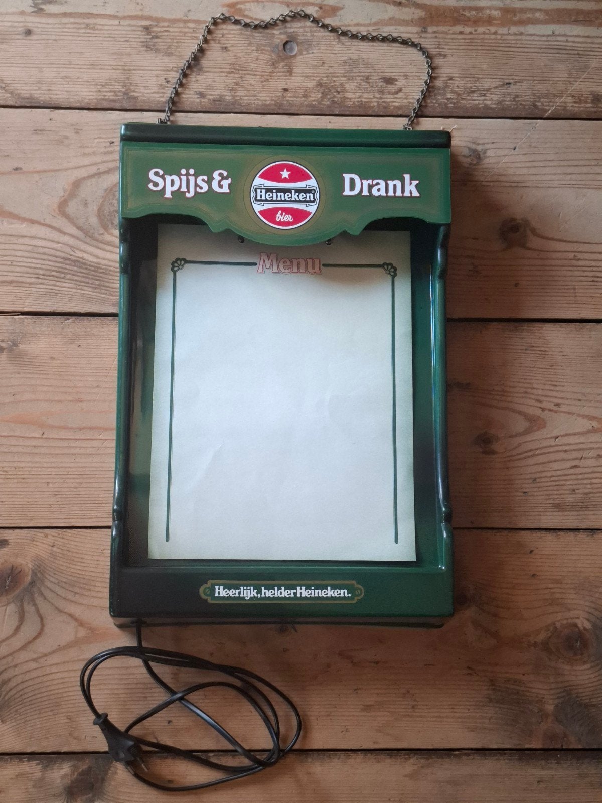 Origineel oud Heineken Bier Menukaarthouder Brouwerij Horeca, Ophalen of Verzenden, Zo goed als nieuw, Reclamebord