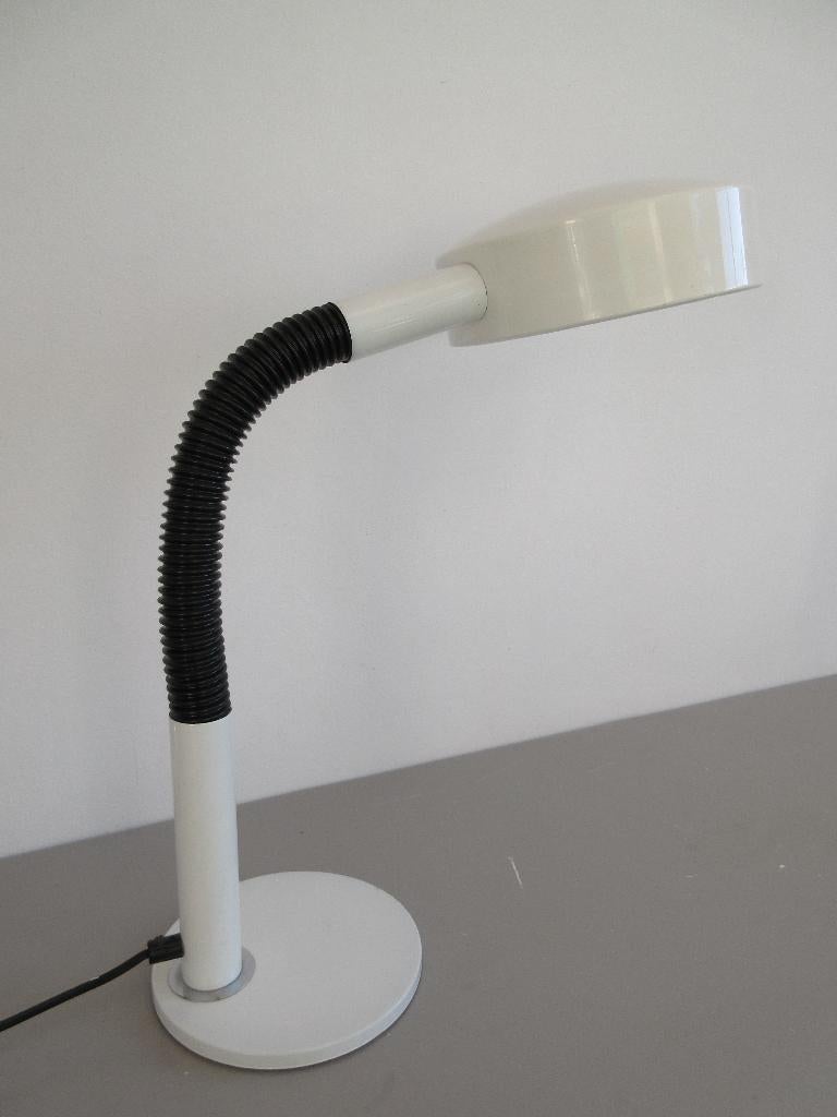 Vintage grote Hala tafellamp wit metaal met flexibele arm, Verzenden, Zo goed als nieuw, Metaal