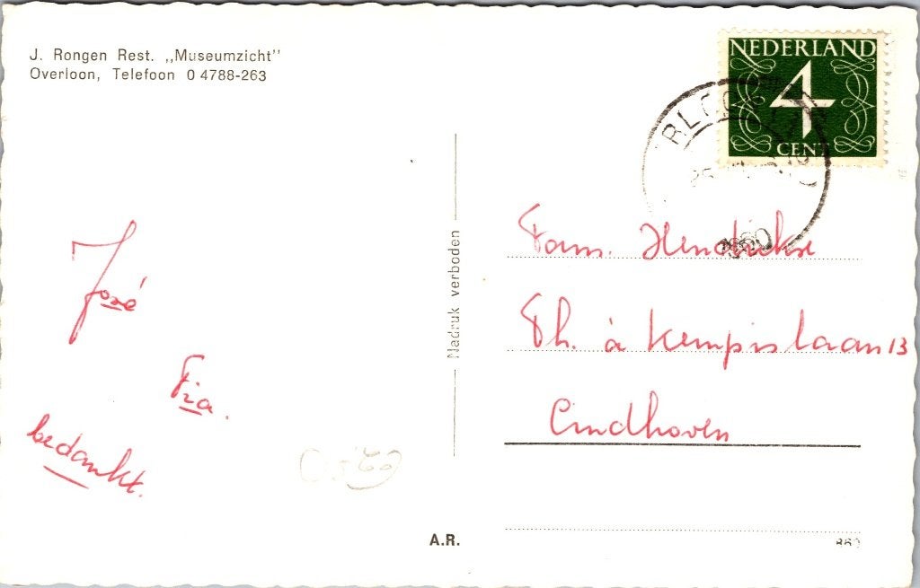 Overloon - 12 oude ansichtkaarten o.a. het Oorlogsmuseum, Verzenden, 1960 tot 1980, Gelopen, Noord-Brabant