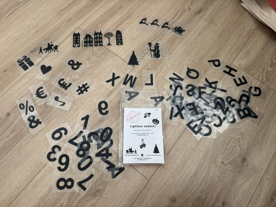 Lightbox set: letters, cijfers en symbolen, Letters en cijfers, Ophalen of Verzenden, Zo goed als nieuw, Kunststof