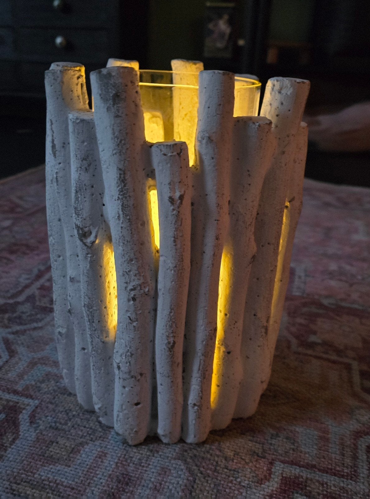 Sfeervol betonnen windlicht / kaarshouder - ZIE ADVERTENTIE, Windlicht, Wit, Nieuw, Ophalen of Verzenden