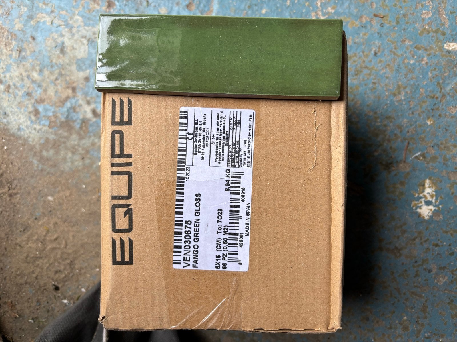 8 dozen Equipe Fango Green Gloss tegels 6x15 cm, Ophalen, Nieuw, Minder dan 20 cm, Minder dan 5 m²