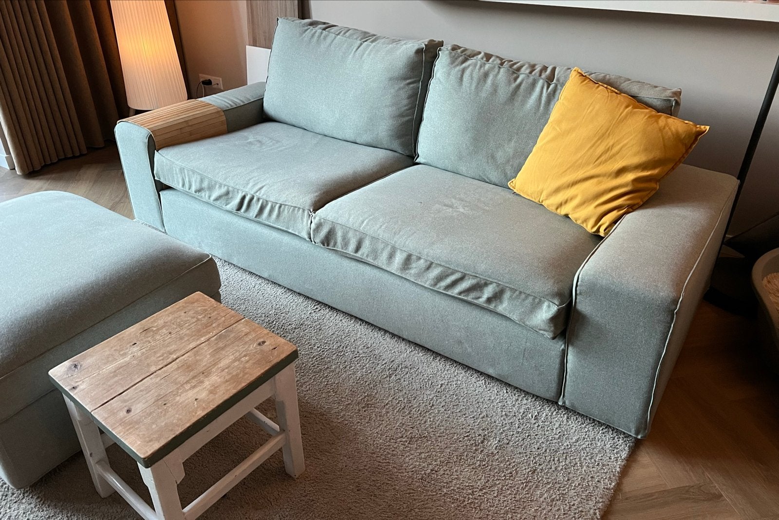 IKEA KIVIK 3-zitsbank met poef en extra hoes, Ophalen, Gebruikt, Driepersoons, 75 tot 100 cm