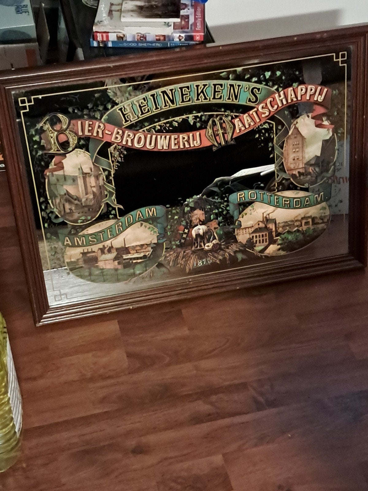 Vintage Heineken Bar Spiegel - 65x45 cm, Verzamelen, Ophalen of Verzenden