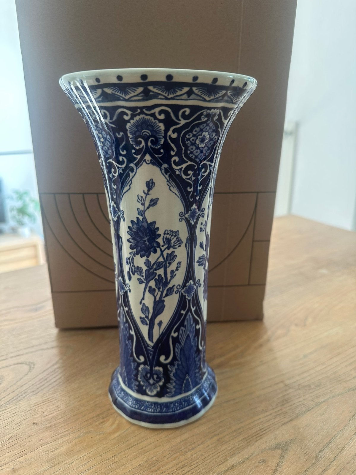 Vintage Delfts blauwe trompetvaas BOCH, Antiek en Kunst, Ophalen