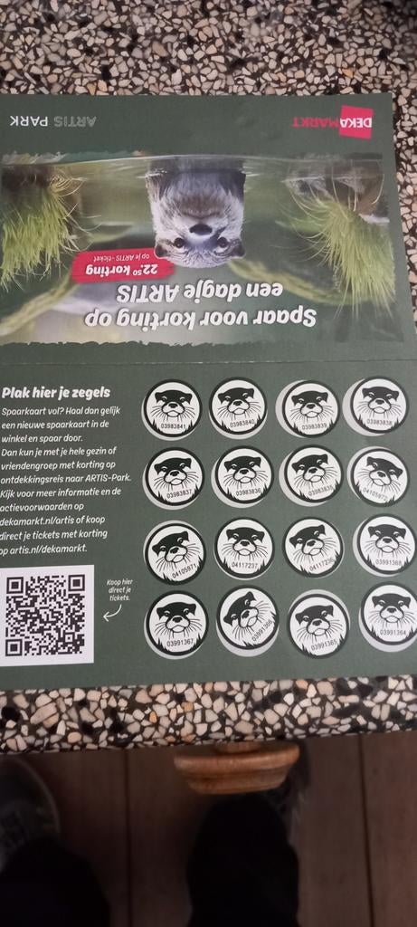 Artis deka  2 x  vol boekje = 45 euro korting, Ophalen