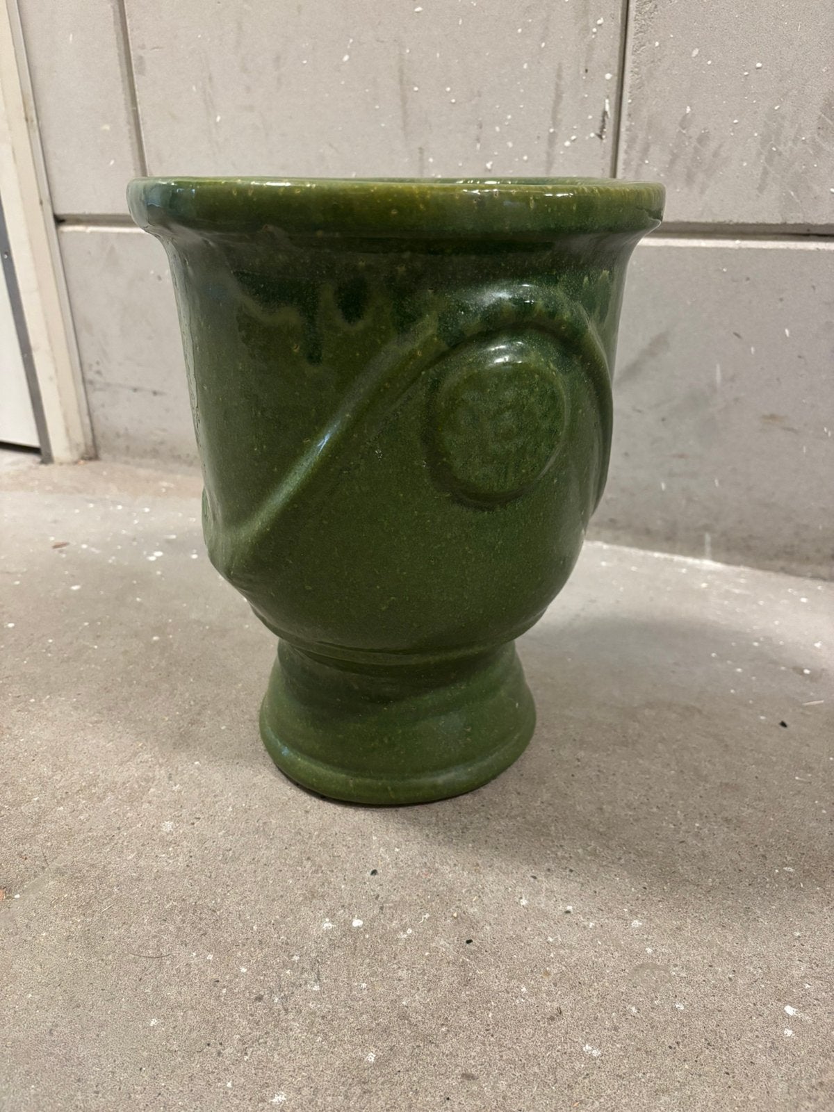Groene geglazuurde bloempot / sierpot 30 cm, Tuin en Terras, Bloempotten, Rond, Binnen, Zo goed als nieuw, Minder dan 40 cm