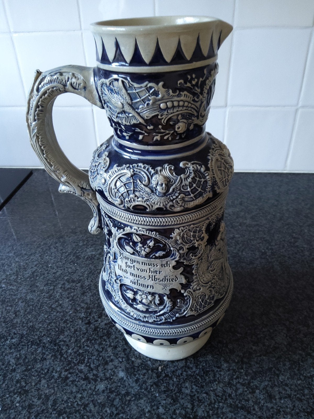 Antieke Duitse Bierpul - Zoutglazuur Stein 2L, Antiek en Kunst, Ophalen of Verzenden