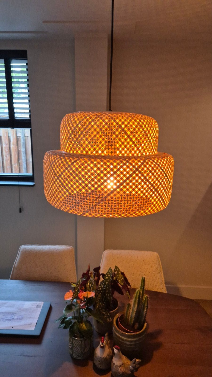 Japandi Hanglamp Zwart met Bamboe - Kea, Japandi, Natuurlijk materiaal, Zo goed als nieuw, E27 (groot)