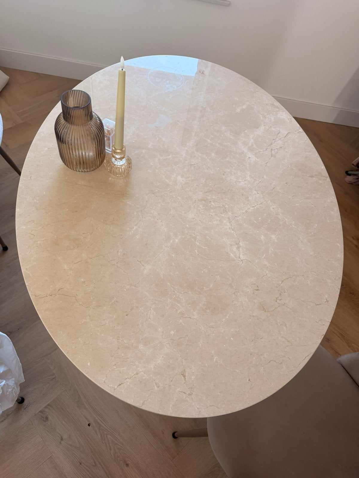 Westwing eettafel met marmer blad, Ophalen, 100 tot 150 cm, 50 tot 100 cm, Zo goed als nieuw