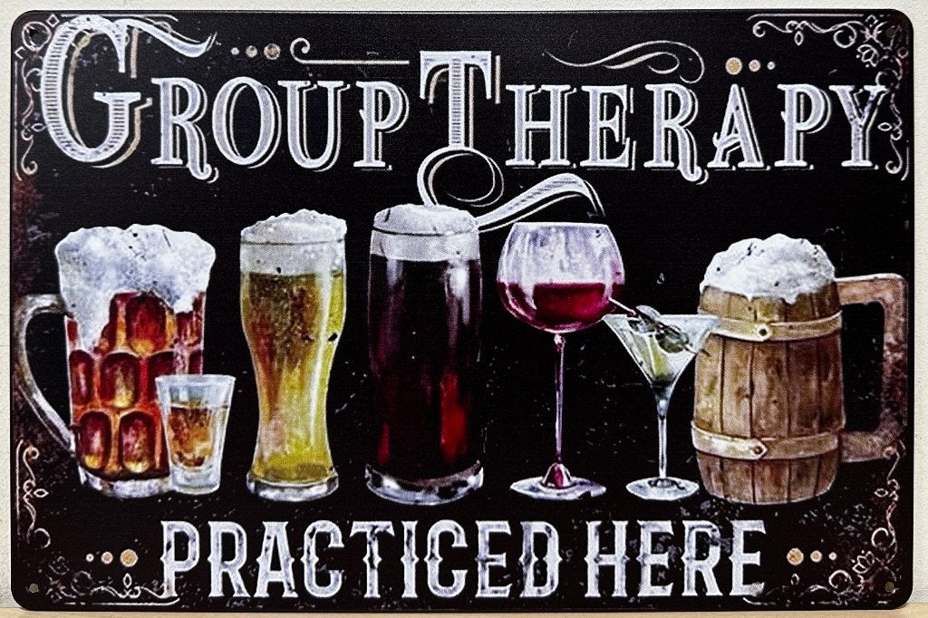 Group Therapy bier wijn reclamebord van metaal wandbord deco, Info@deconoord.nl, Deco Noord, Nieuw, Ophalen of Verzenden
