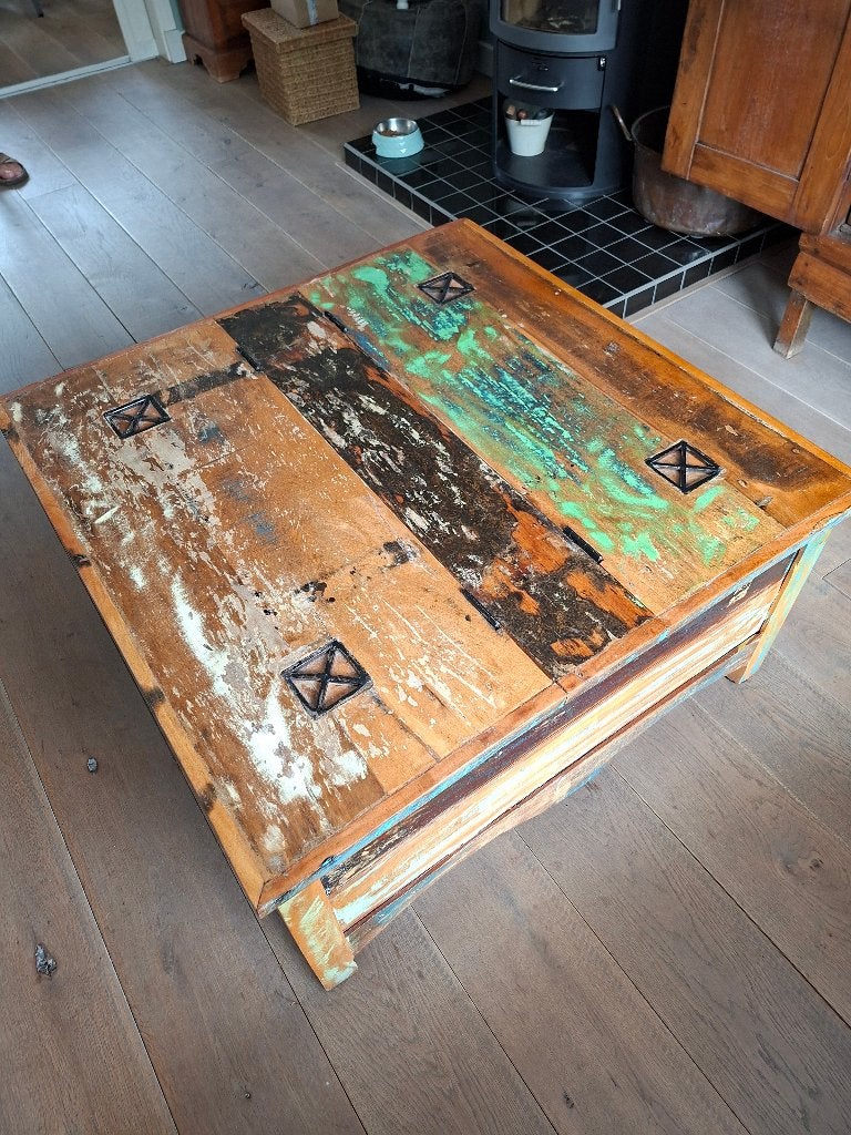 salontafel/kist 90x90 cm, Ophalen, Gebruikt, 50 tot 100 cm, Vierkant
