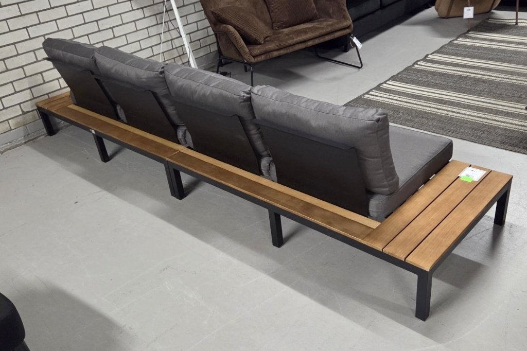 Lange tuinbank loungebank aluminium stof hout terras tuin, Tuin en Terras, Ophalen, 4 zitplaatsen, Aluminium, Zo goed als nieuw