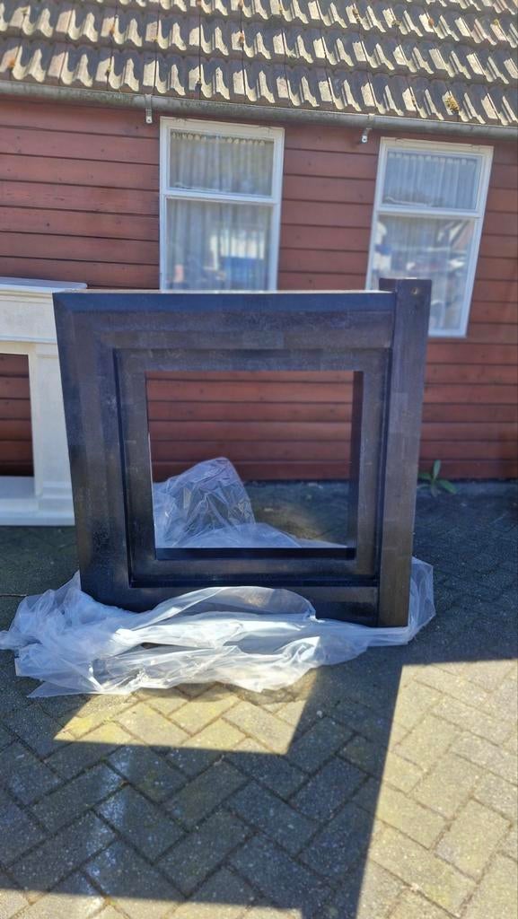 Zwarte marmeren(hout) schouw voor haard, Ophalen of Verzenden
