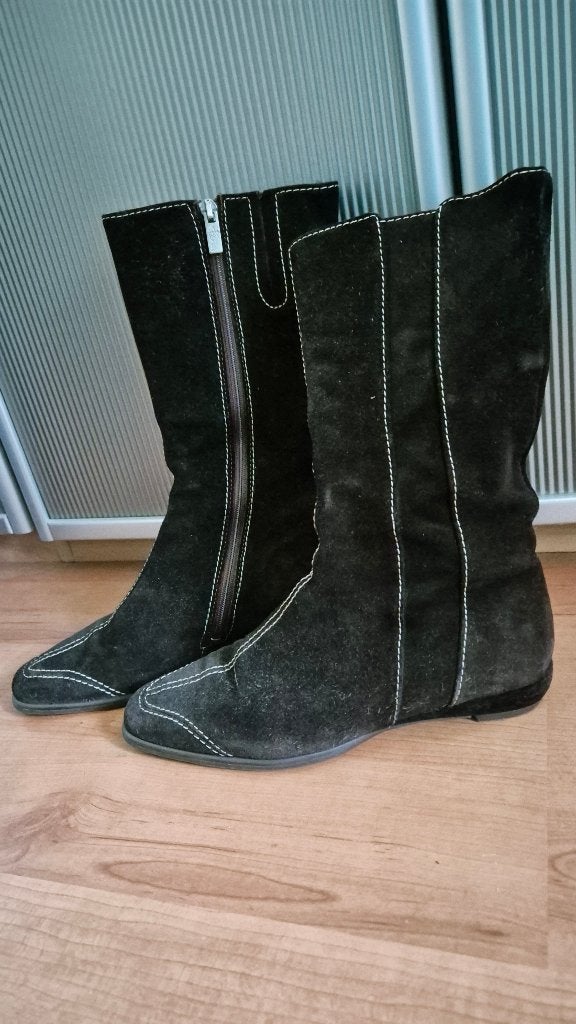 Suede dameslaarzen maat 36 zgan, Hoge laarzen, Bruin, Ophalen of Verzenden, Zo goed als nieuw
