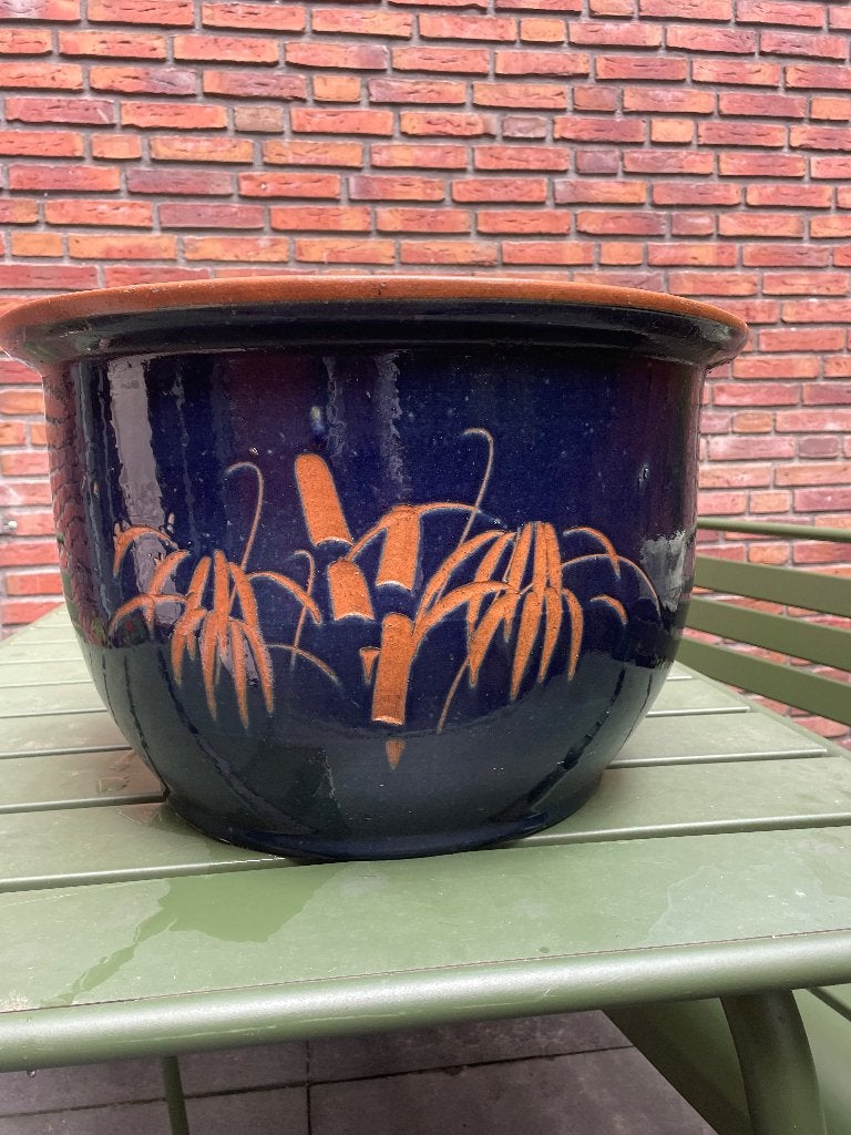 Bloempot terras bamboe, Tuin en Terras, Ophalen, Gebruikt, 40 cm of meer, Rond