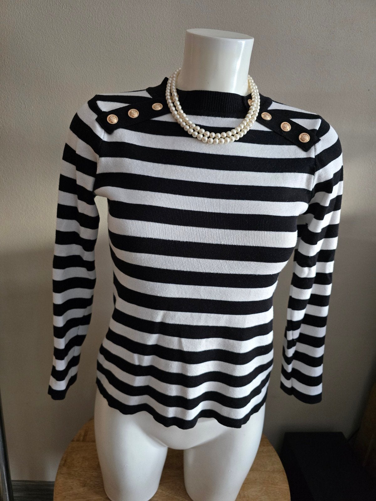 Cherry Koko gestreept shirtje met gouden knopen, Kleding | Dames, Maat 38/40 (M), Cherry Koko, Zwart, Ophalen of Verzenden