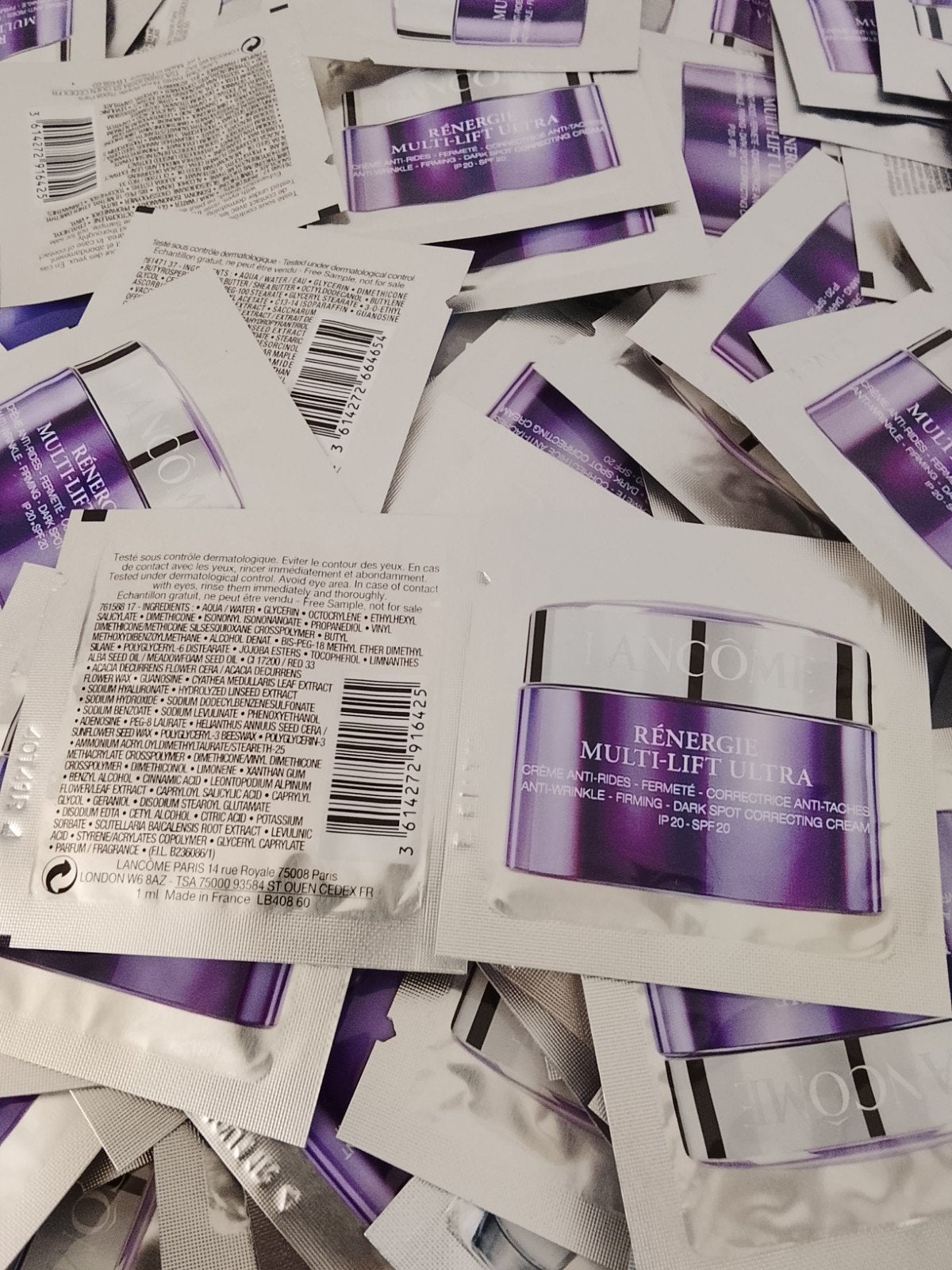Lancôme Rénergie Multi-Lift Ultra Crème SPF 20 - Samples, Ophalen of Verzenden, Nieuw, Bodylotion, Crème of Olie