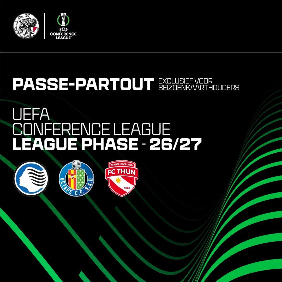 Ajax Passe-Partout CL – 3x vak 404 (Lange Zijde, 2e ring), Tickets en Kaartjes, Eén persoon, September