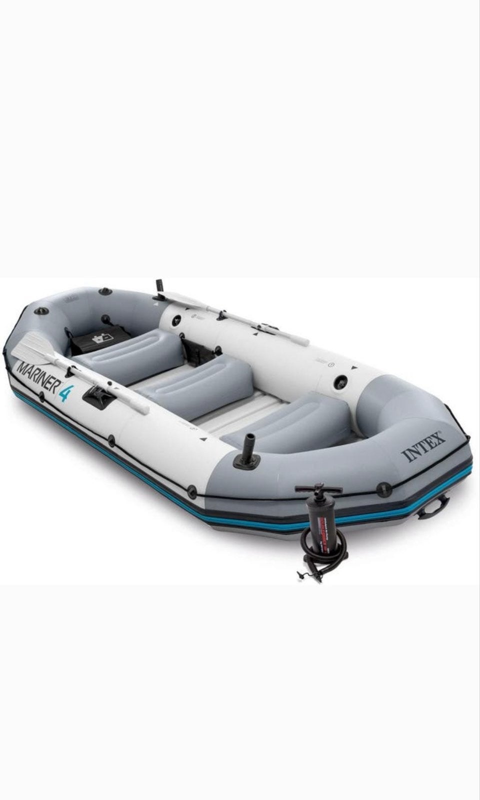Intex Mariner 4 opblaasboot met Minn Kota motor en accu, Ophalen of Verzenden, Zo goed als nieuw
