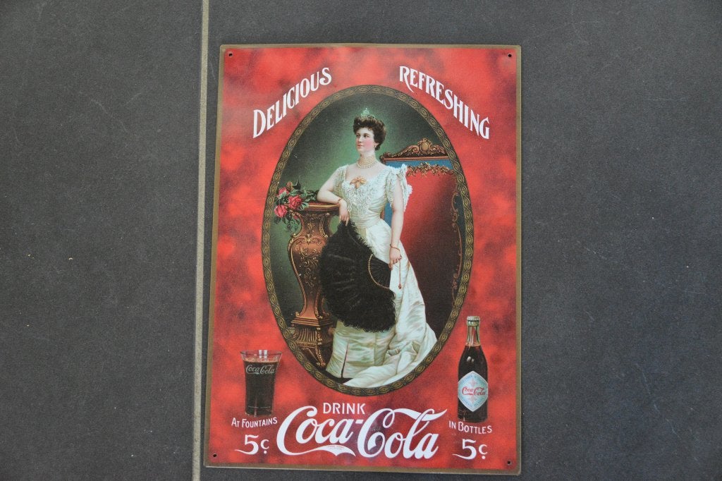 4 Originele reclame-wandplaten Coca-cola., Ophalen of Verzenden, Zo goed als nieuw, Reclamebord
