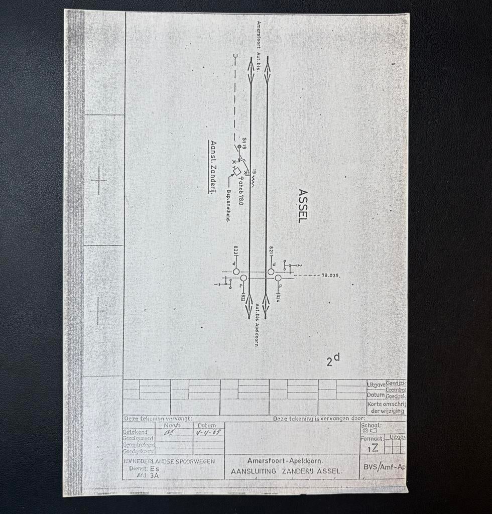 Seinbeeldenkaart Assel aansluiting zanderij (1969), Ophalen of Verzenden, Gebruikt, Trein