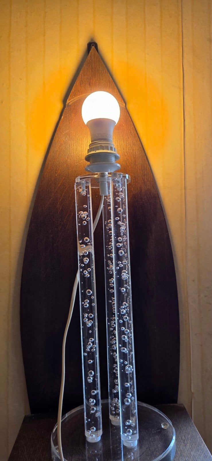 Prachtige Vintage Lucite / Plexiglas 'Bubble' Tafellamp, LED verlichting, Kunststof, Gebruikt, 46 cm