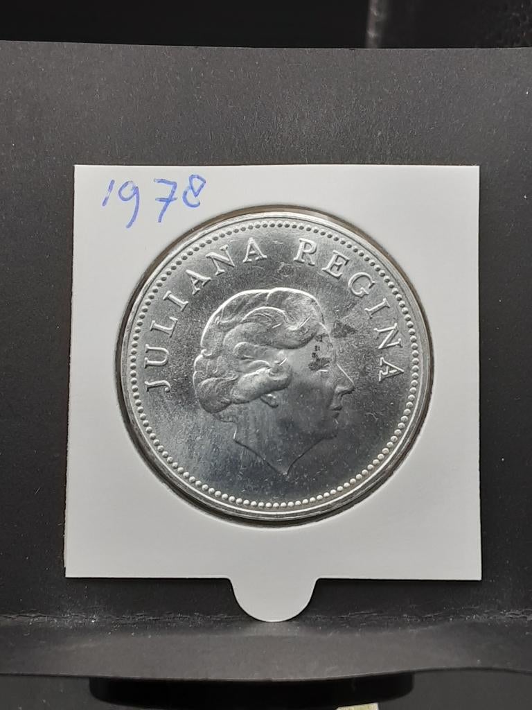 10 gulden 1978 Nederlandse Antillen, Koningin Juliana, Zilver, Ophalen of Verzenden, Losse munt