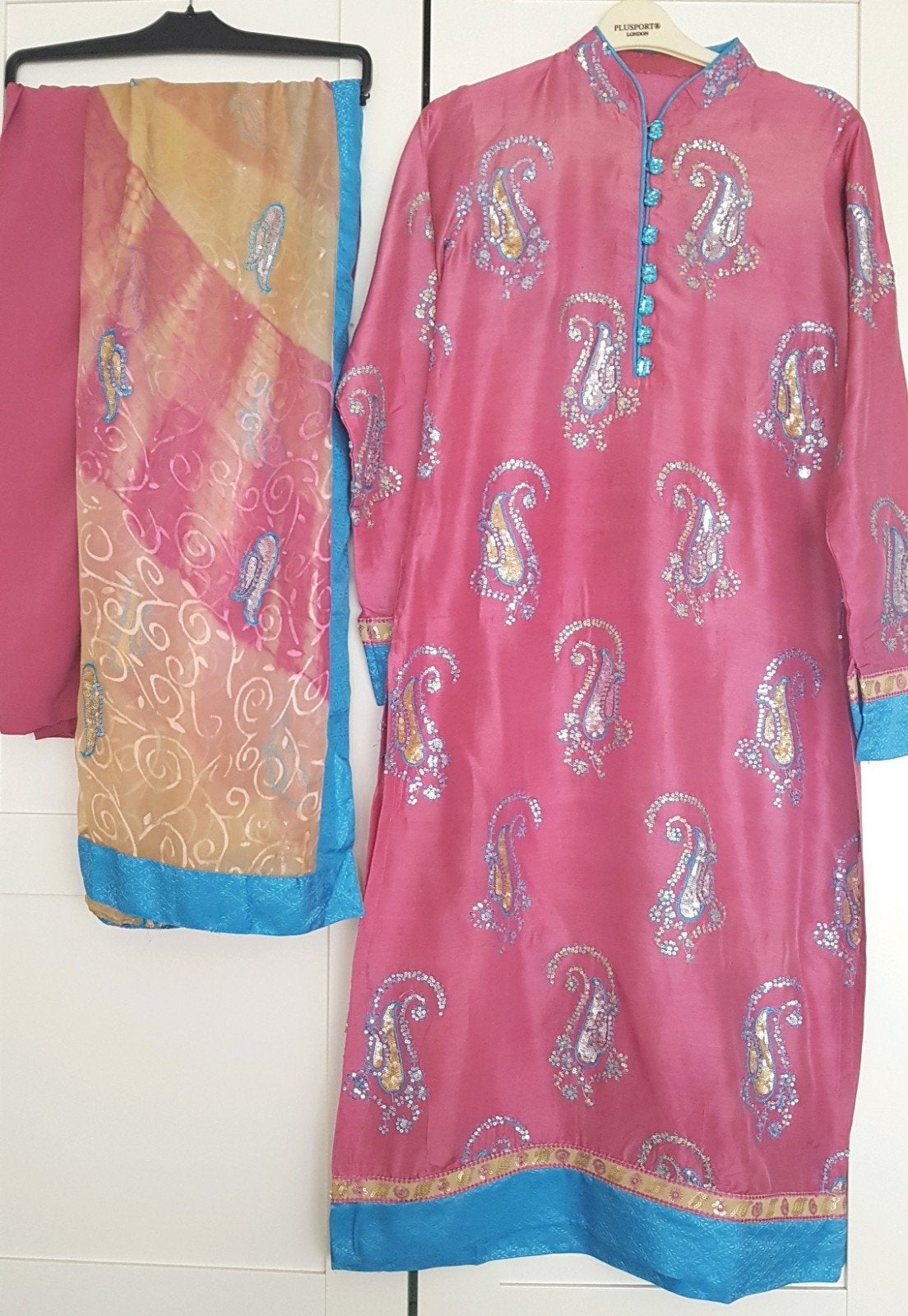 Roze Indiase Jurk met Paisley en Pailletten maat M, Ophalen of Verzenden, Zo goed als nieuw, Maat 38/40 (M), Roze