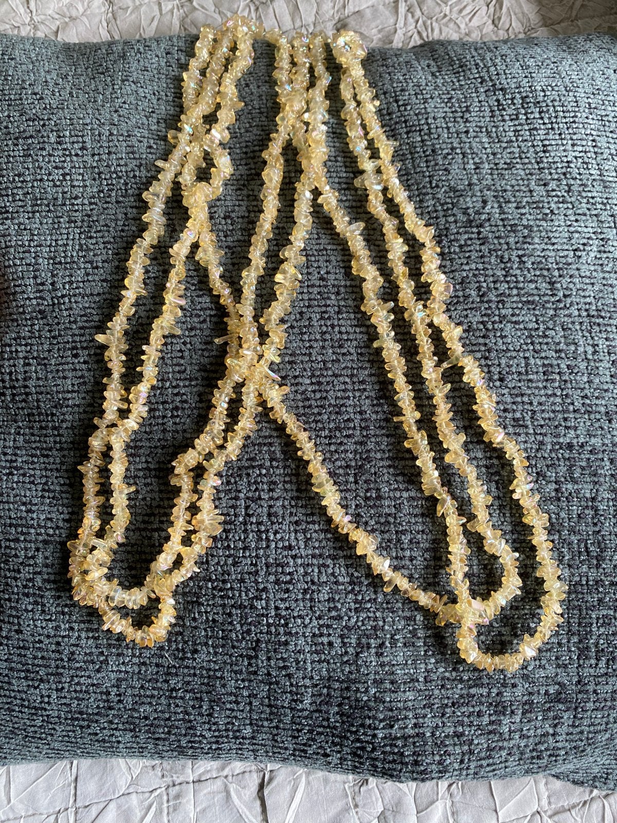 4 x Bijoux Ketting met onregelmatige kralen, Sieraden, Tassen en Uiterlijk, Kettingen, Ophalen of Verzenden, Gebruikt, Geel, Steen of Mineraal