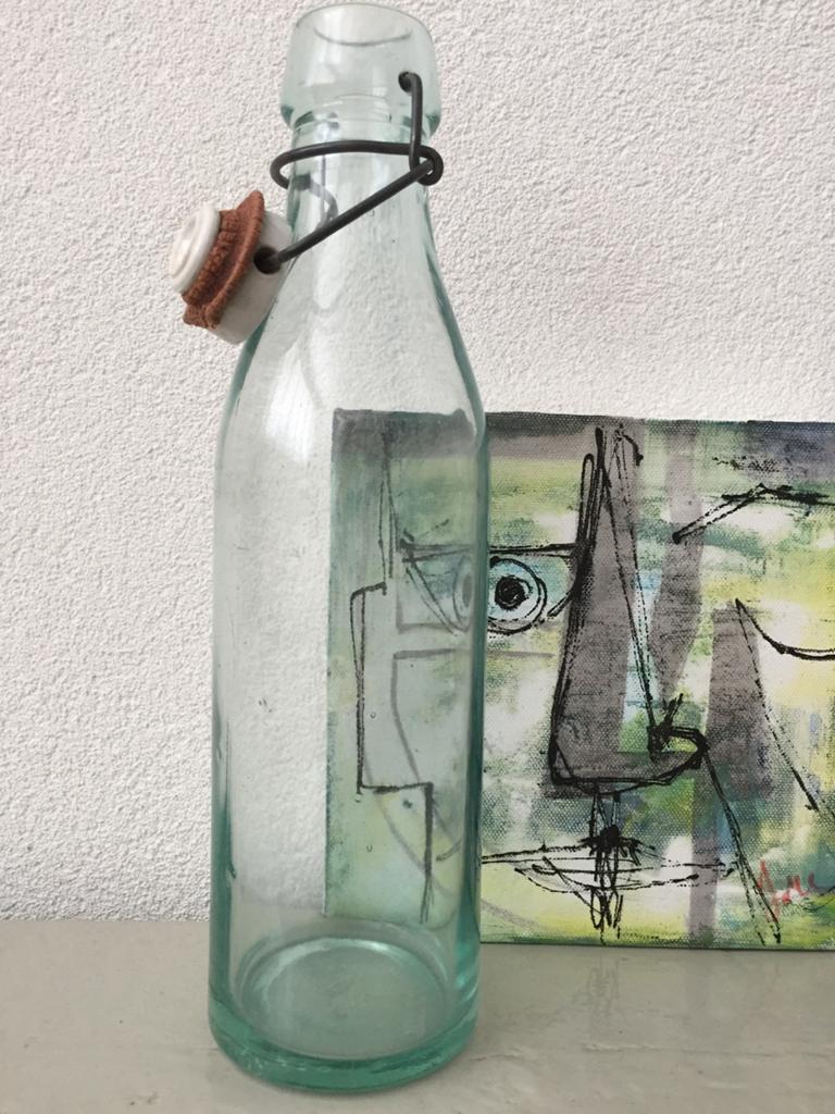 Antieke Beugelfles / Watergroen 1L, Ophalen of Verzenden, Zo goed als nieuw