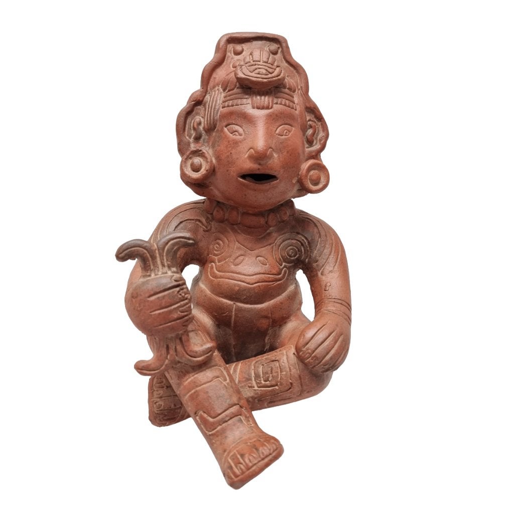 Vintage terracotta Aztek beeld, Verzamelen, Beelden en Beeldjes, Ophalen of Verzenden, Zo goed als nieuw, Overige typen