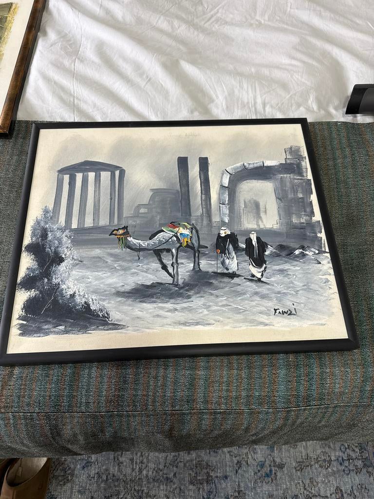 Professioneel ingelijst schilderij van Iraakse kunstenaar, Antiek en Kunst, Ophalen