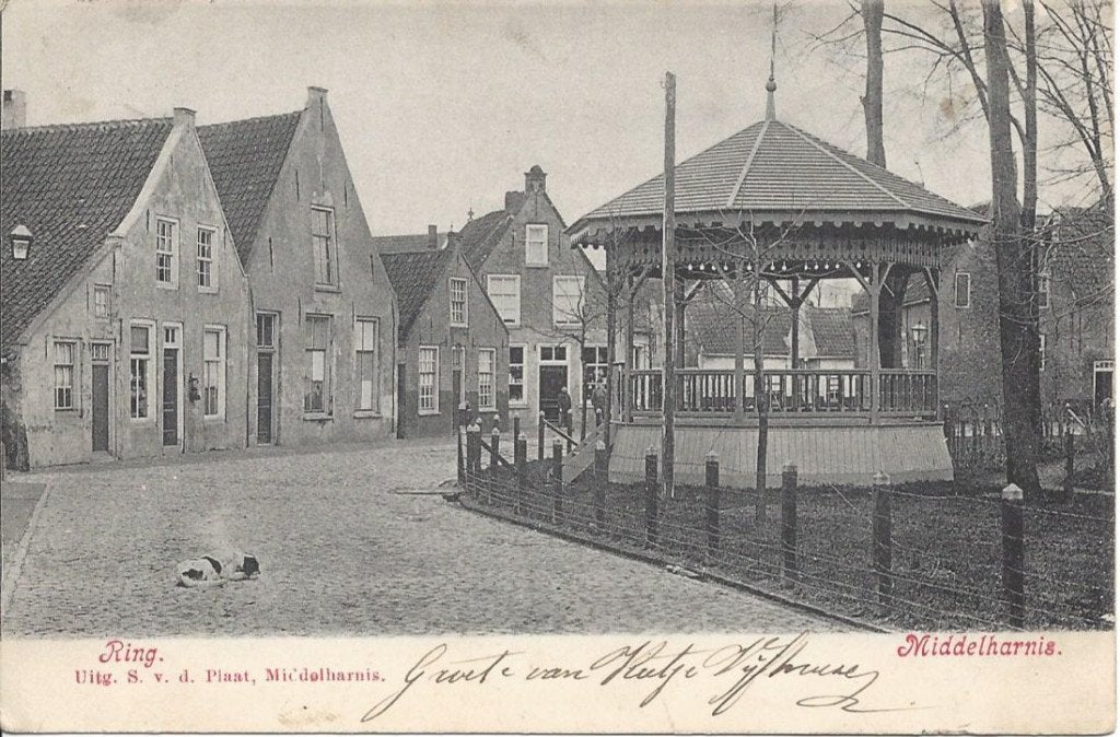 Middelharnis (Z.H.) Ring, Muziektent, Volk, gelopen 1906, Ophalen of Verzenden, Voor 1920, Gelopen, Zuid-Holland