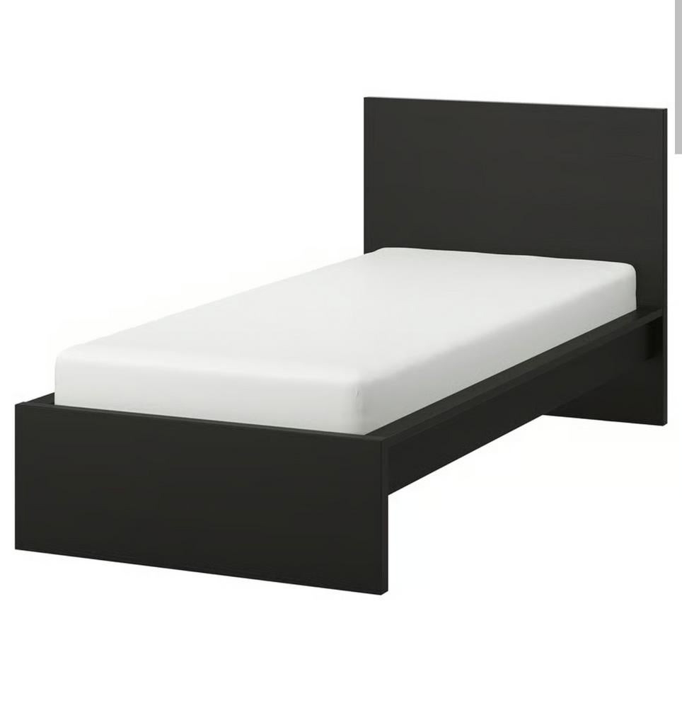 Ikea Malm bed, Ophalen, 90 cm, Eenpersoons, Zwart