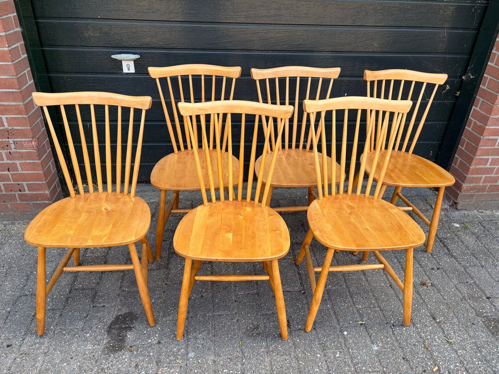 6 Vintage Pastoe Nesto spijlen stoelen Jaren '60, Ophalen