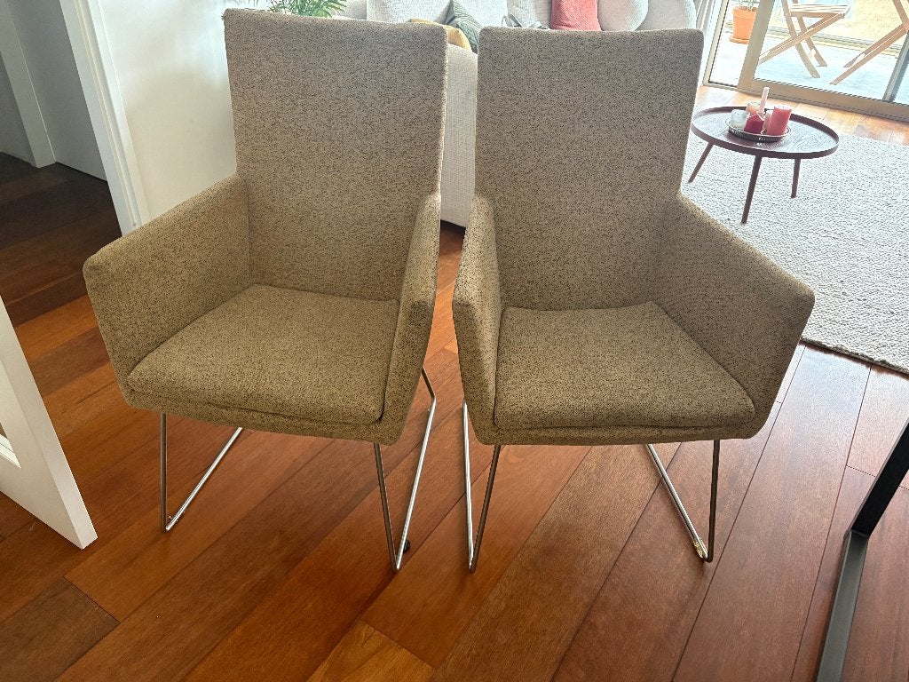 4 design etkamerstoelen / Merk LABEL Van den Berg, Ophalen, Gebruikt, Bruin, Design