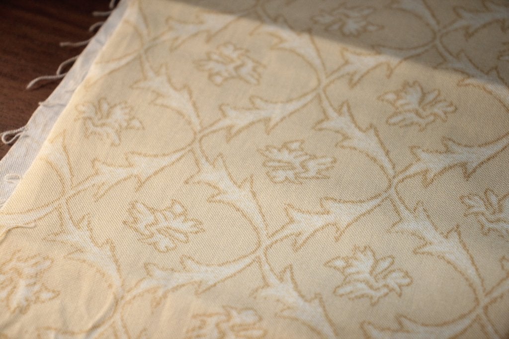 Coupon 100% katoen stof - geel / beige barok design #4073, Hobby en Vrije tijd, Stoffen en Lappen, Geel, Nieuw, Ophalen of Verzenden