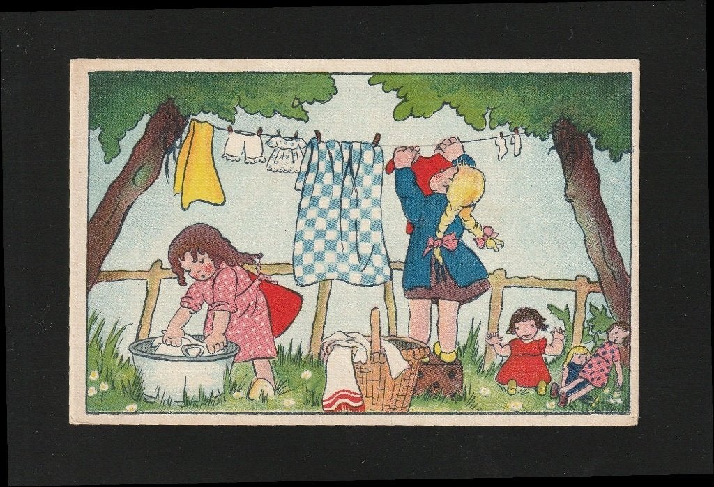 Ansichtkaart Was ophangen illu Nell vd Nw A B07-1, Ophalen of Verzenden, 1920 tot 1940, Ongelopen, Sterren en Beroemdheden