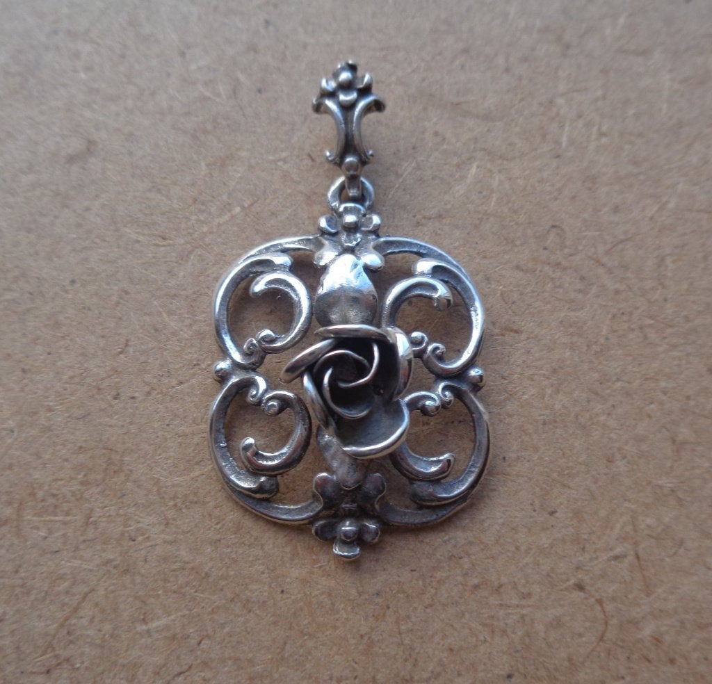 zilveren TEKA hanger met roos [508], Verzenden, Zo goed als nieuw, Zilver, Zilver