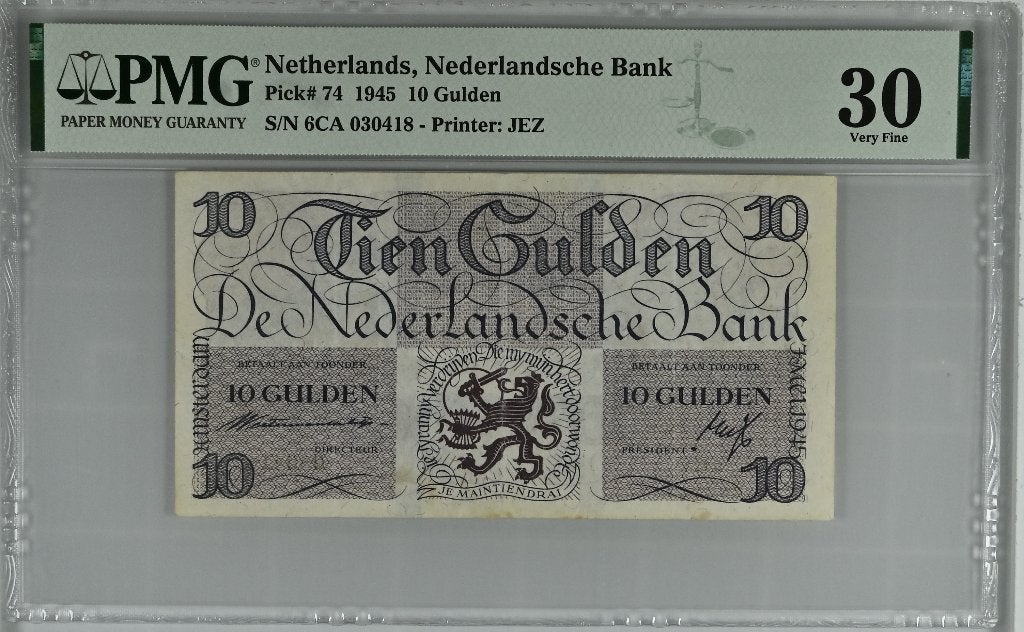 10 gulden 1945 Lieftinck PMG 30, Postzegels en Munten, Bankbiljetten | Nederland, Verzenden, 10 gulden