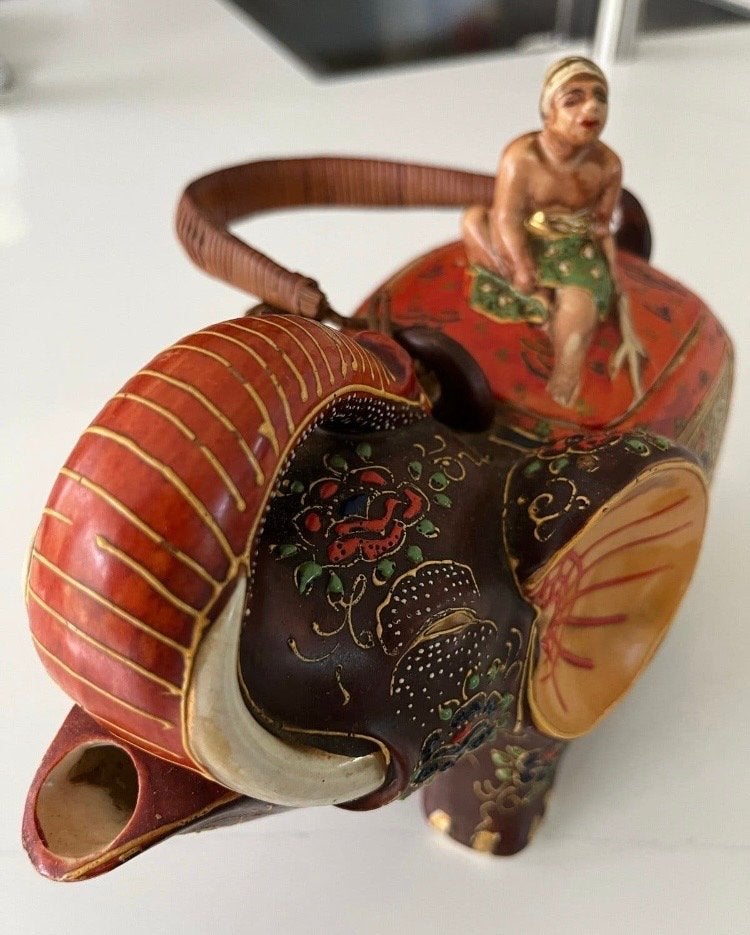 Antieke Japanse Satsuma-stijl Moriage Theepot - Olifant, Antiek en Kunst, Ophalen