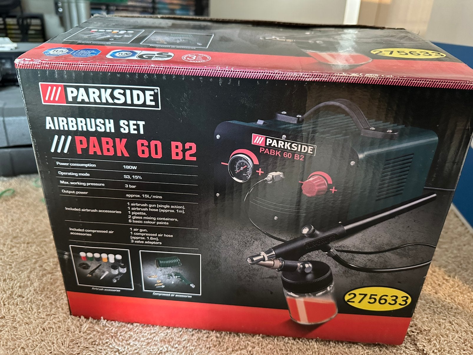 Parkside airbrush set, Ophalen of Verzenden, Zo goed als nieuw, 1200 watt of meer, Overige typen