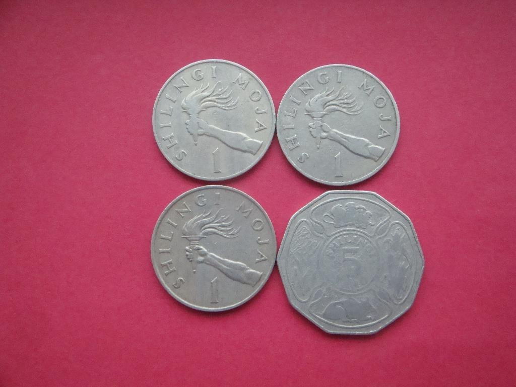 Kavel Tanzania setje munten 1 en 5 Shilling 1966 / 1975., Postzegels en Munten, Munten | Afrika, Verzenden, Overige landen, Setje